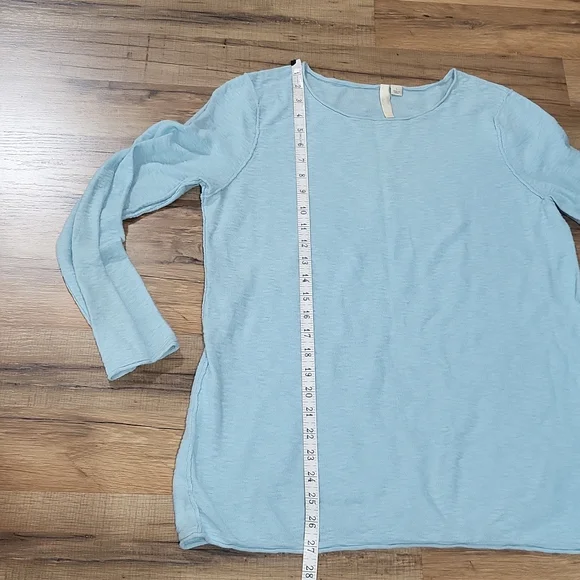 J. JILL PURE JILL Aqua Blue Scoop Neck Cotton Linen Blend Lightweight Sweater - Picture 10 of 11